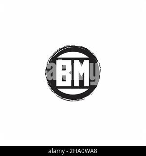 BM Logo Initial Letter Monogram mit abstrakter kreisförmiger Designvorlage isoliert auf weißem Hintergrund Stock Vektor