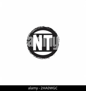 NT Logo Initial Letter Monogram mit abstrakter kreisförmiger Designvorlage isoliert auf weißem Hintergrund Stock Vektor