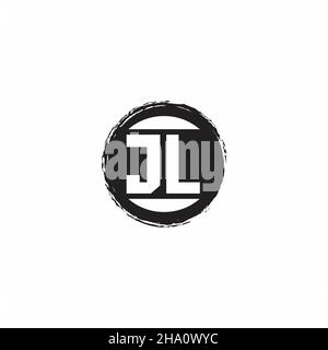 JL Logo Initial Letter Monogram mit abstrakter kreisförmiger Designvorlage isoliert auf weißem Hintergrund Stock Vektor