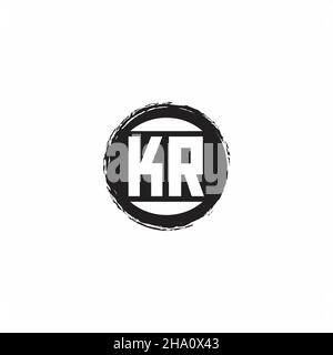 KR Logo Initial Letter Monogram mit abstrakter kreisförmiger Designvorlage isoliert auf weißem Hintergrund Stock Vektor