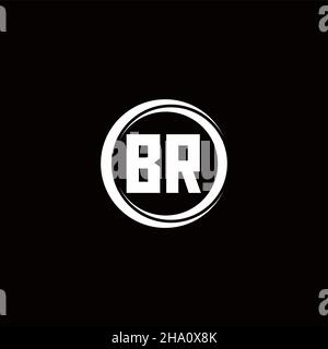 BR-Logo Anfangsbuchstabenmonogramm mit kreisförmigen Scheibe abgerundete Designvorlage isoliert auf schwarzem Hintergrund Stock Vektor
