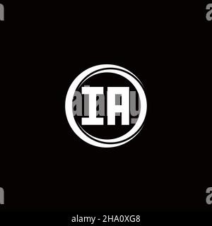 IA-Logo Initial Letter Monogram mit kreisförmig abgerundeter Designvorlage auf schwarzem Hintergrund isoliert Stock Vektor