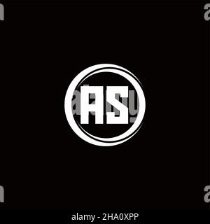 ALS Logo Anfangsbuchstabe Monogramm mit Kreis Scheibe abgerundeten Design-Vorlage isoliert auf schwarzem Hintergrund Stock Vektor