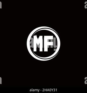 MF-Logo Initial Letter Monogram mit kreisförmig abgerundeter Designvorlage auf schwarzem Hintergrund isoliert Stock Vektor