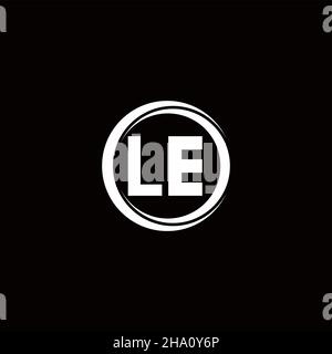 LE Logo Initial Letter Monogramm mit Kreis Scheibe abgerundete Design-Vorlage isoliert auf schwarzem Hintergrund Stock Vektor