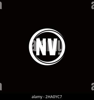 NV-Logo Initial Letter Monogram mit kreisförmig abgerundeter Designvorlage isoliert auf schwarzem Hintergrund Stock Vektor
