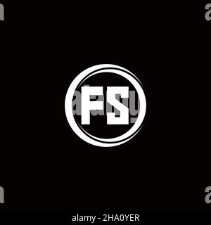 FS-Logo Anfangsbuchstabenmonogramm mit kreisförmigen Scheibe abgerundete Designvorlage isoliert auf schwarzem Hintergrund Stock Vektor
