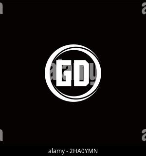 GD-Logo Initial Letter Monogram mit kreisförmig abgerundeter Designvorlage isoliert auf schwarzem Hintergrund Stock Vektor
