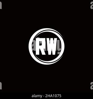 RW-Logo, Anfangsbuchstabenmonogramm mit abgerundeter Kreisscheibe, Designvorlage auf schwarzem Hintergrund isoliert Stock Vektor