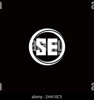 SE-Logo Initial Letter Monogramm mit Kreis Scheibe abgerundeten Design-Vorlage isoliert auf schwarzem Hintergrund Stock Vektor
