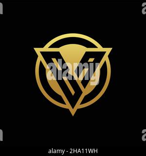 BA-Logo-Monogramm mit Dreieck-Form und Kreis abgerundeten Stil isoliert auf Goldfarben und schwarzem Hintergrund Design-Vorlage Stock Vektor