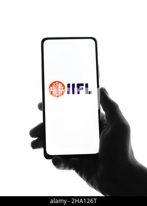 West Bangal, Indien - 05. Dezember 2021 : Infoline iifl-Logo auf Telefonbildschirm Stock image. Stockfoto