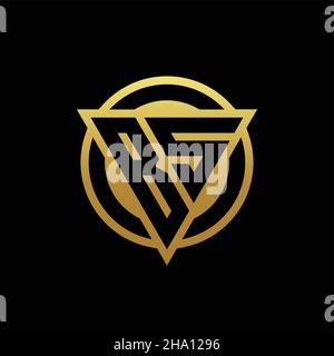 BS-Logo-Monogramm mit Dreieck-Form und Kreis abgerundeten Stil isoliert auf Goldfarben und schwarzem Hintergrund Design-Vorlage Stock Vektor