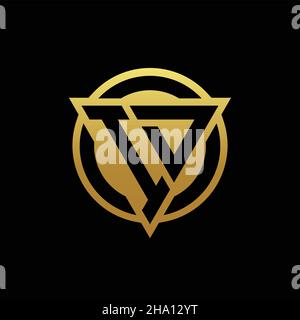 ID-Logo-Monogramm mit Dreieck-Form und Kreis abgerundeten Stil isoliert auf Goldfarben und schwarzem Hintergrund Design-Vorlage Stock Vektor