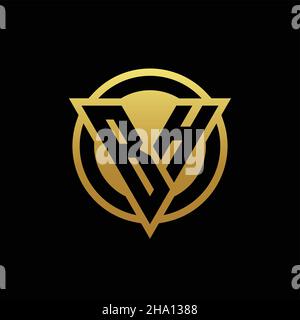 BH-Logo-Monogramm mit Dreieck-Form und Kreis abgerundeten Stil isoliert auf Goldfarben und schwarzem Hintergrund Design-Vorlage Stock Vektor