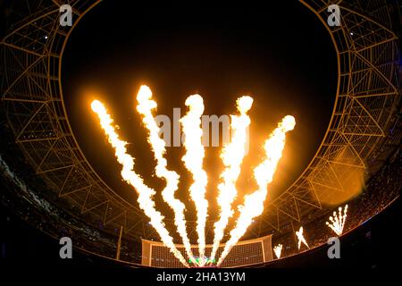 LONDON, GBR. DEZ 9th London Stadium im Rahmen des UEFA Europa League-Spiels zwischen West Ham United und Dinamo Zagreb am Donnerstag, dem 9th. Dezember 2021, im London Stadium, Stratford. (Kredit: Federico Maranesi | MI Nachrichten) Kredit: MI Nachrichten & Sport /Alamy Live Nachrichten Stockfoto