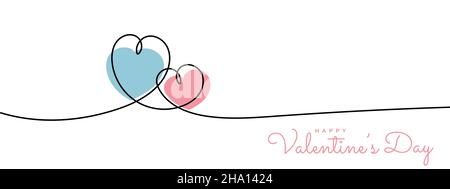 Valentinstag Linie Herz. Weihnachtsbanner. Vektorgrafik Stock Vektor