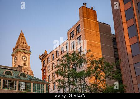 Boston Wolkenkratzer und der Custom House Tower Stockfoto