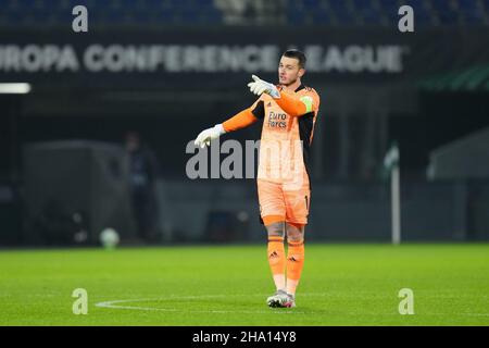 Rotterdam, Niederlande. 09th Dez 2021. ROTTERDAM, NIEDERLANDE - 9. DEZEMBER: Marcus Holmgren Pedersen von Feyenoord Rotterdam während des UEFA Conference League Group Stage-Spiels zwischen Feyenoord Rotterdam und Maccabi Haifa F.C. im Stadion Feijenoord De Kuip am 9. Dezember 2021 in Rotterdam, Niederlande (Foto: Yannick Verhoeven/Orange Picts) Quelle: Orange Pics BV/Alamy Live News Stockfoto