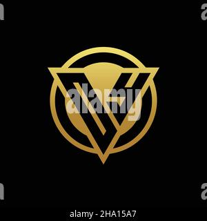 OY-Logo-Monogramm mit Dreieck-Form und Kreis abgerundeten Stil isoliert auf Goldfarben und schwarzem Hintergrund Design-Vorlage Stock Vektor