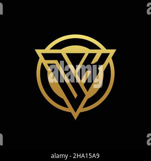 DK-Logo-Monogramm mit Dreieck-Form und Kreis abgerundeten Stil isoliert auf Goldfarben und schwarzem Hintergrund Design-Vorlage Stock Vektor