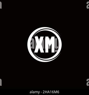 XM-Logo Initial Letter Monogram mit kreisförmigen Scheibe abgerundete Design-Vorlage isoliert auf schwarzem Hintergrund Stock Vektor