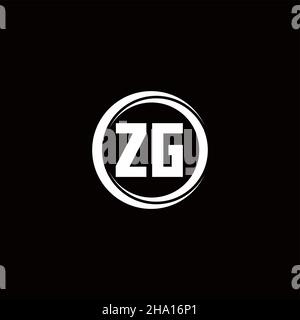 ZG-Logo Initial Letter Monogramm mit Kreis Scheibe abgerundeten Design-Vorlage isoliert auf schwarzem Hintergrund Stock Vektor