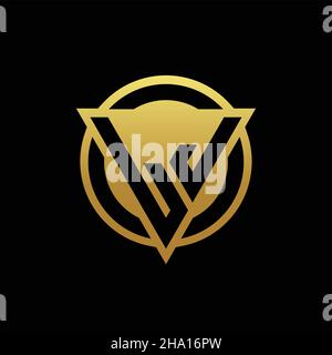 LJ-Logo-Monogramm mit Dreieck-Form und Kreis abgerundeten Stil isoliert auf Goldfarben und schwarzem Hintergrund Design-Vorlage Stock Vektor