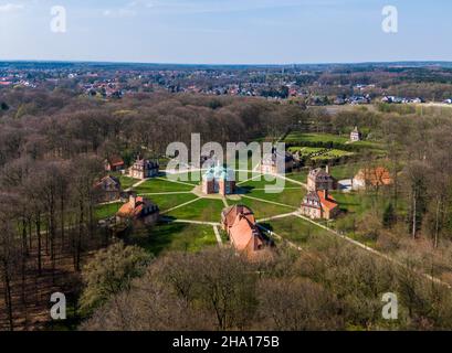 Luftaufnahme von Schloss Clemenswerth die Jagdanlage im Emsland in Deutschland Stockfoto