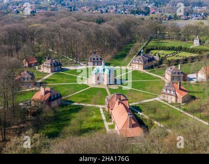 Luftaufnahme von Schloss Clemenswerth die Jagdanlage im Emsland in Deutschland Stockfoto