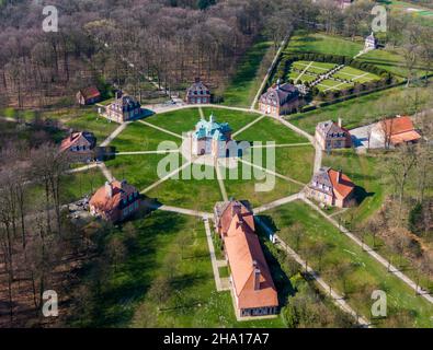 Luftaufnahme von Schloss Clemenswerth die Jagdanlage im Emsland in Deutschland Stockfoto