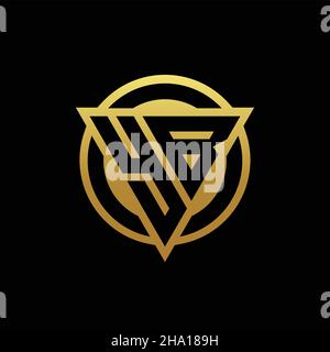 YB-Logo-Monogramm mit Dreieck-Form und Kreis abgerundeten Stil isoliert auf Goldfarben und schwarzem Hintergrund Design-Vorlage Stock Vektor