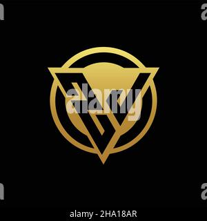 ZJ-Logo-Monogramm mit Dreieck-Form und Kreis abgerundeten Stil isoliert auf Goldfarben und schwarzem Hintergrund Design-Vorlage Stock Vektor
