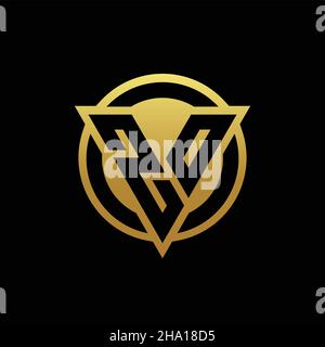 ZO-Logo-Monogramm mit Dreieck-Form und Kreis abgerundeten Stil isoliert auf Goldfarben und schwarzem Hintergrund Design-Vorlage Stock Vektor