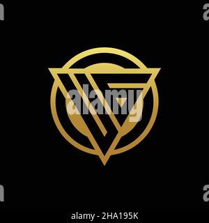 UG Logo Monogramm mit Dreieck-Form und Kreis abgerundeten Stil isoliert auf Goldfarben und schwarzem Hintergrund Design-Vorlage Stock Vektor