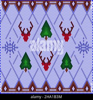 Ornament, Mosaik, ethnisch, Volksmuster. Es ist in hellen, saftigen, perfekt passenden Farben hergestellt. Neujahr, Weihnachten, Winter, festliches Pixelmuster. Stock Vektor