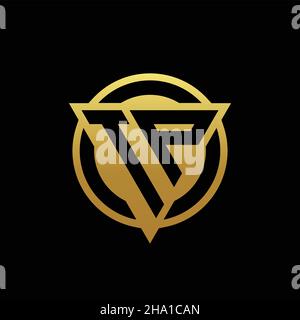 TP-Logo-Monogramm mit Dreieck-Form und Kreis abgerundeten Stil isoliert auf Goldfarben und schwarzem Hintergrund Design-Vorlage Stock Vektor