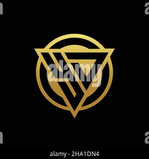 YD-Logo-Monogramm mit Dreieck-Form und Kreis abgerundeten Stil isoliert auf Goldfarben und schwarzem Hintergrund Design-Vorlage Stock Vektor