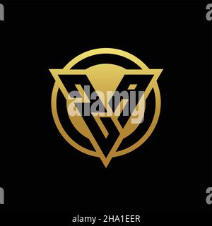 ZA-Logo-Monogramm mit Dreieck-Form und Kreis abgerundeten Stil isoliert auf Goldfarben und schwarzem Hintergrund Design-Vorlage Stock Vektor