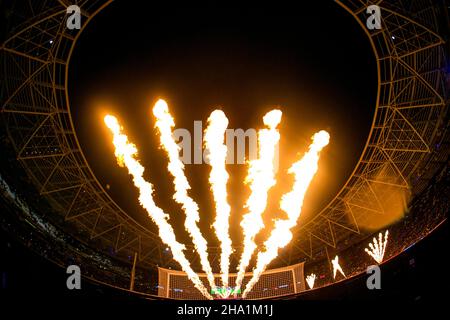 LONDON, GBR. DEZ 9th London Stadium im Rahmen des UEFA Europa League-Spiels zwischen West Ham United und Dinamo Zagreb am Donnerstag, dem 9th. Dezember 2021, im London Stadium, Stratford. (Kredit: Federico Maranesi | MI Nachrichten) Kredit: MI Nachrichten & Sport /Alamy Live Nachrichten Stockfoto