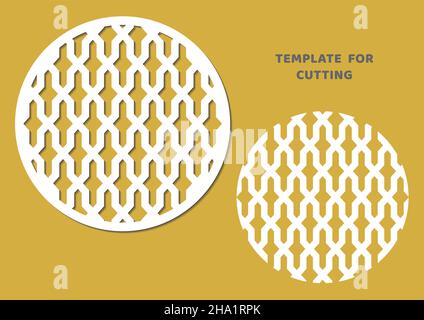 Schablone für Laserschneiden, Holzschnitzerei, Papierschnitt. Kreismuster zum Schneiden. Dekorative Schablone mit Panel-Design Stockfoto