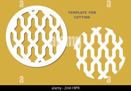 Schablone für Laserschneiden, Holzschnitzerei, Papierschnitt. Kreismuster zum Schneiden. Dekorative Schablone mit Panel-Design Stockfoto