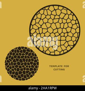 Schablone für Laserschneiden, Holzschnitzerei, Papierschnitt. Kreismuster zum Schneiden. Dekorative Schablone mit Panel-Design Stockfoto