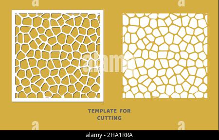 Schablone für Laserschneiden, Holzschnitzerei, Papierschnitt. Quadratisches Muster zum Schneiden. Dekorative Schablone mit Panel-Design Stockfoto