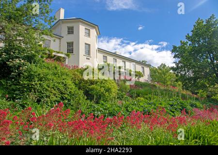 The Woodbridge, ein Herrenhaus, das 1825 am Ufer des Flusses Derwent in New Norfolk erbaut wurde Stockfoto