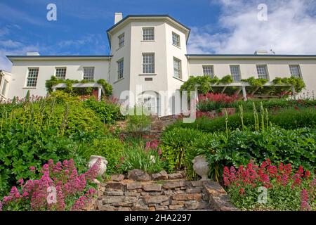 The Woodbridge, ein Herrenhaus, das 1825 am Ufer des Flusses Derwent in New Norfolk erbaut wurde Stockfoto