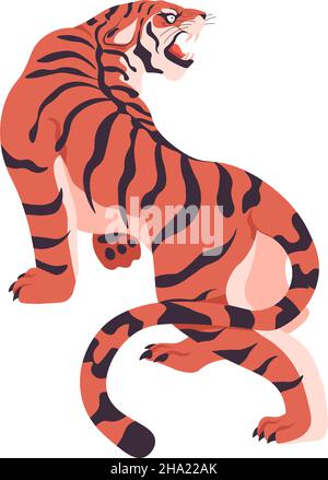 Königlich-bengalischer Tiger mit Streifen auf Pelzmantel Vektor Stock Vektor