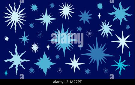 Sternenhimmels einstellen. Zeichnung Element Sammlung flache Cartoon. Abstrakter Weltraum. Stock Vektor