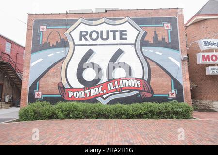 Pontiac, Il, USA, Worts größtes Wandbild des Wegs 66, Stockfoto