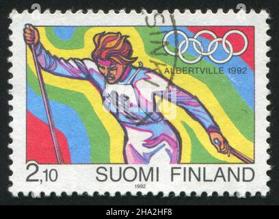 FINNLAND - UM 1992: Briefmarke gedruckt von Finnland, zeigt 1992 Olympische Spiele, um 1992 Stockfoto